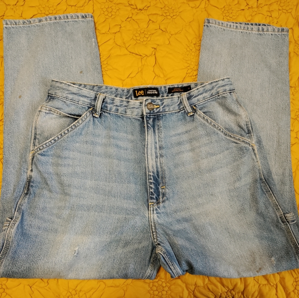 Lee high rise dungaree ankle jeans